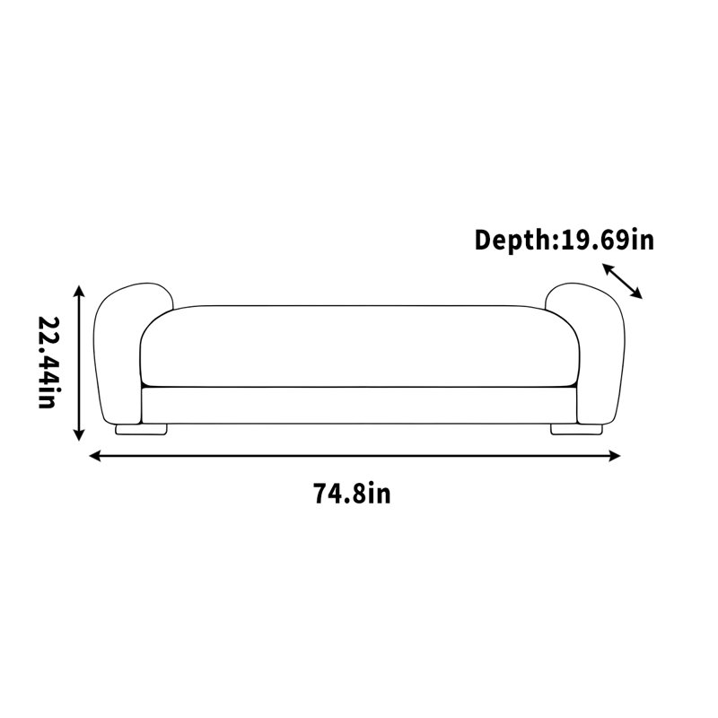 Banc simple petit canapé vestiaire changement de chaussures, H 22,44 po x l 74,8 po x P 19,69 po