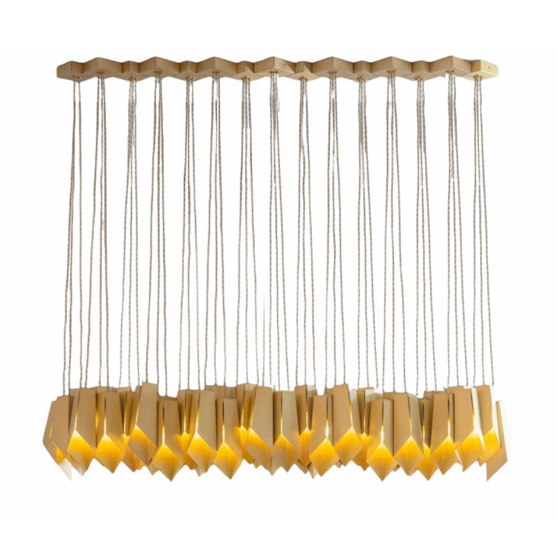 Lustre géométrique pliable en laiton avec accents en verre Montefonce, Laiton antique, L 47 po x P 7 po
