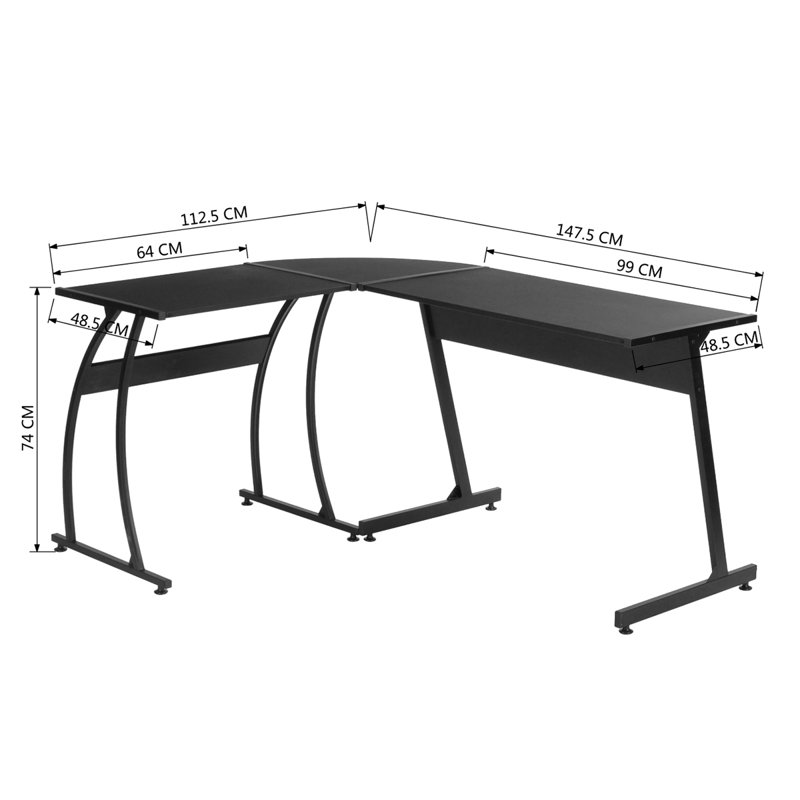 Kuno L-Shaped Metal Base Writing Desk