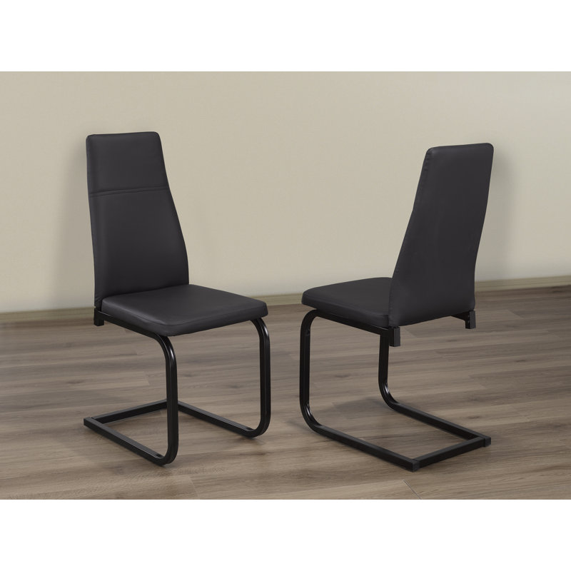 Chaise d'appoint rembourrée Frohne, Noir, Noir