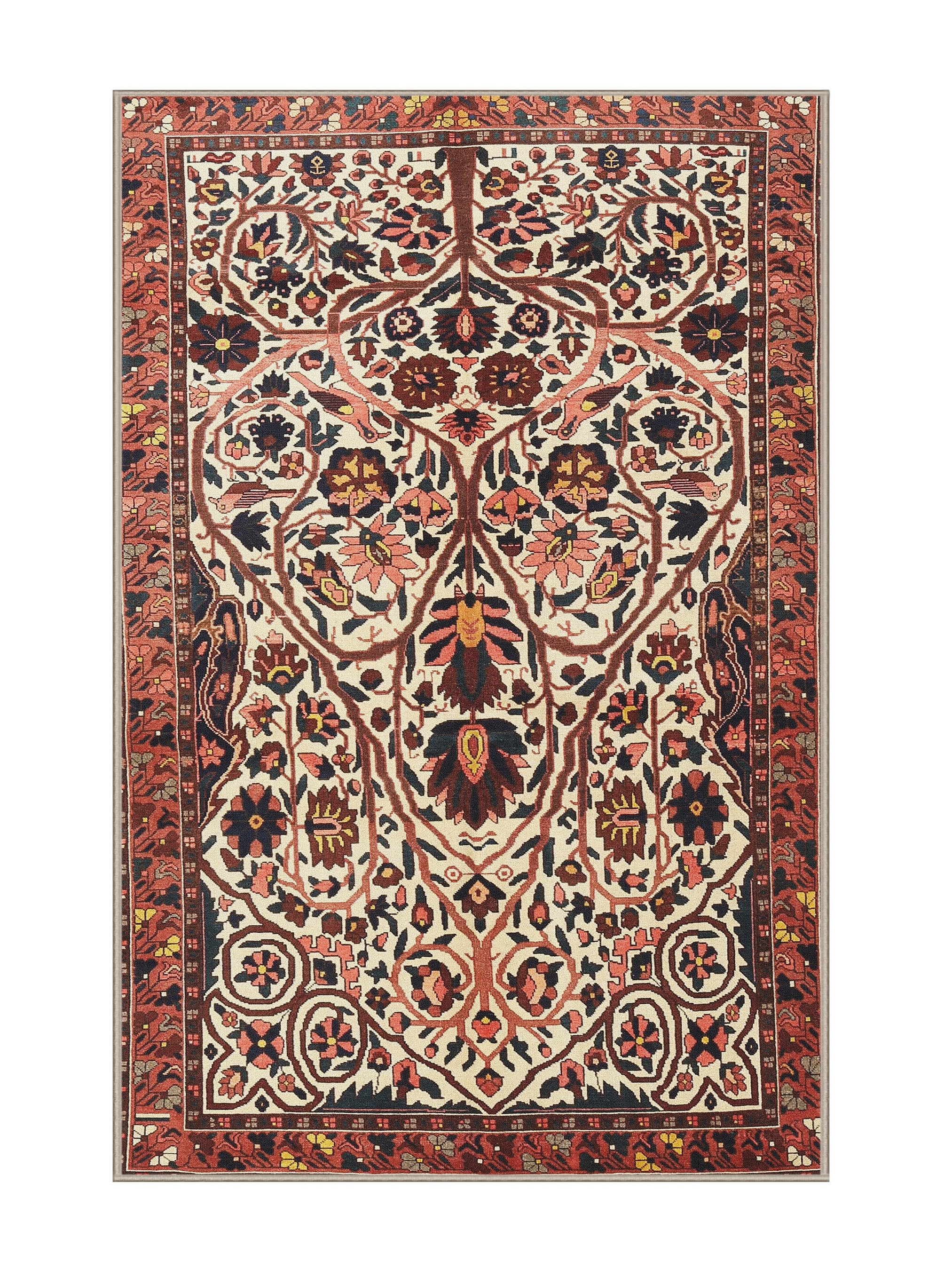 Astoria Grand Floral Wool Red/Beige/Black Area Rug - Wayfair Canada