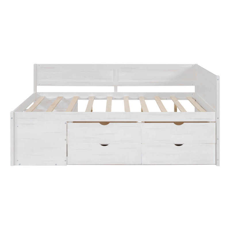Daybed With Drawers And Shelves, White, Full