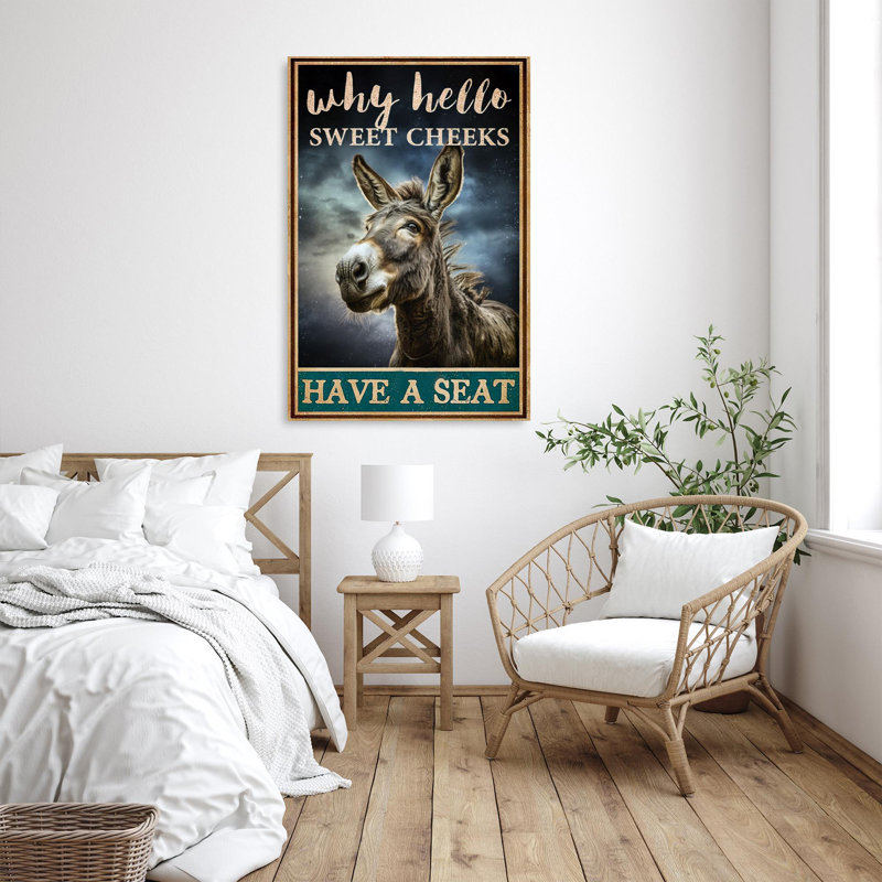 «Kylle Donkey Why Hello Sweet Cheek», reproduction d'art graphique sur toile tendue, H 36 po x l 24 po