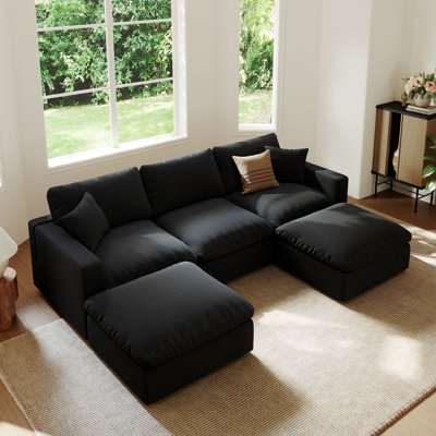 Upholstered 5 Seater Cloud Sofa, Sectional Sofa Couch, Modular Sectional Sofa with Removable Cushion Cover for Living Room Office Apartment by Hokku Designs