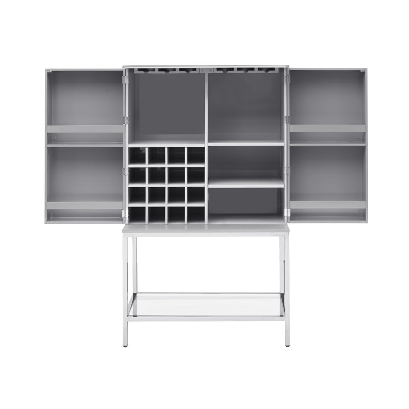 Brewington 36'' Bar Cabinet, Glossy Gray