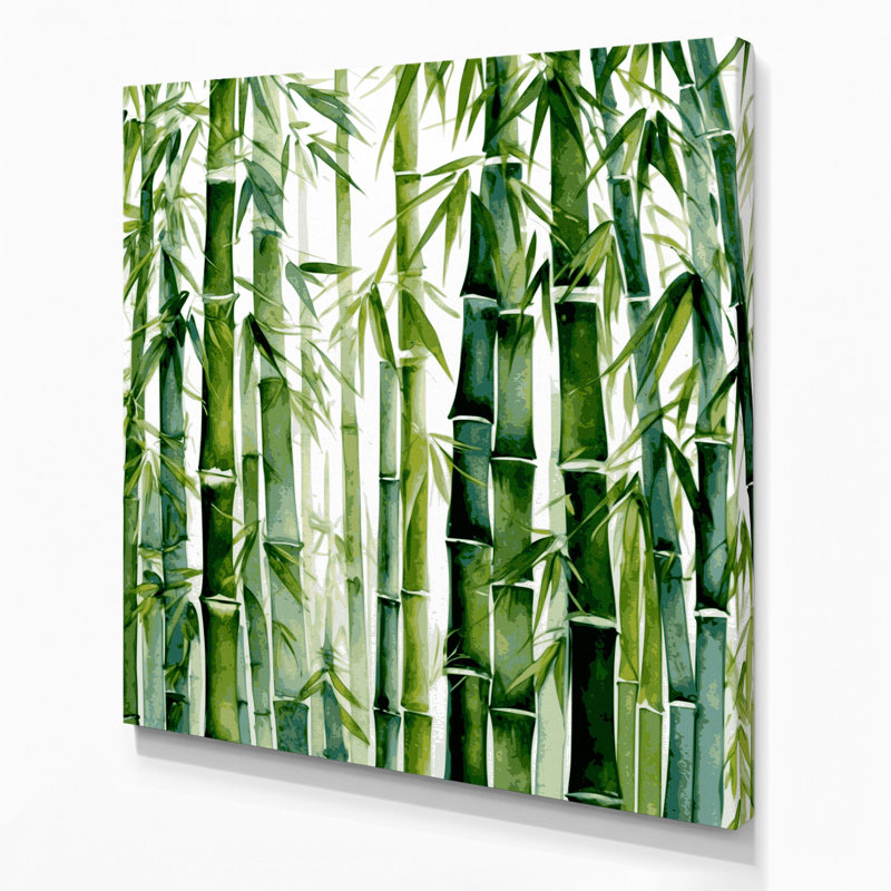 "Watercolor Botanical 93", art mural sur toile verte, H 32 po x l 32 po