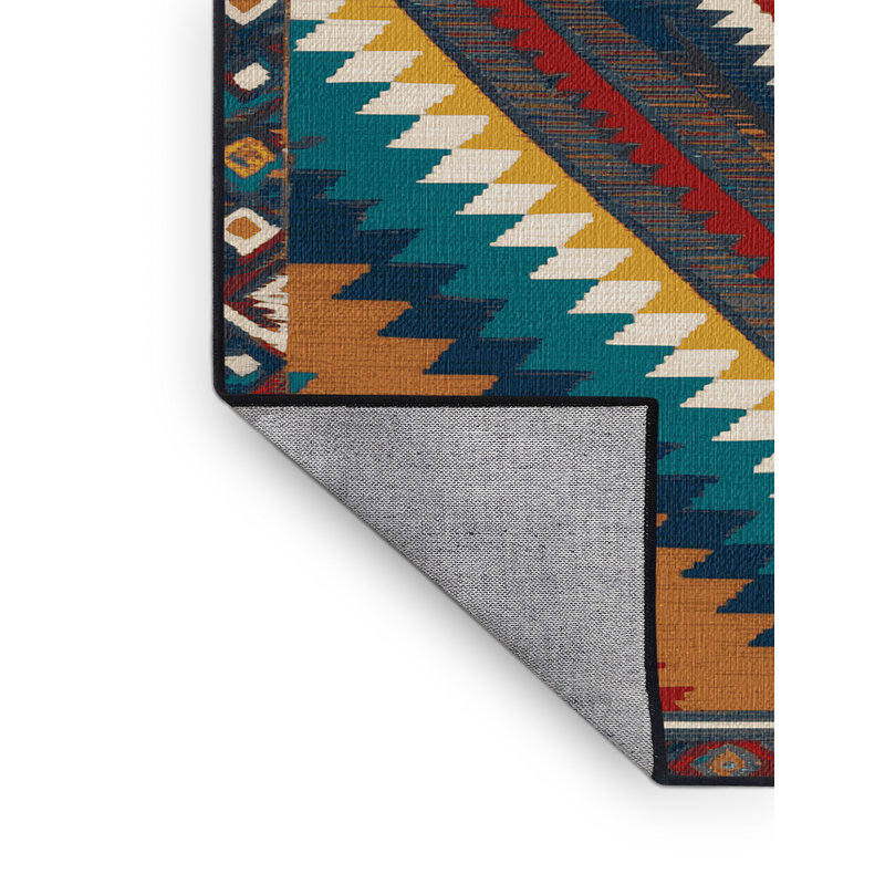 Washable Ojo de Dios Southwestern Area Rug, Round 7'