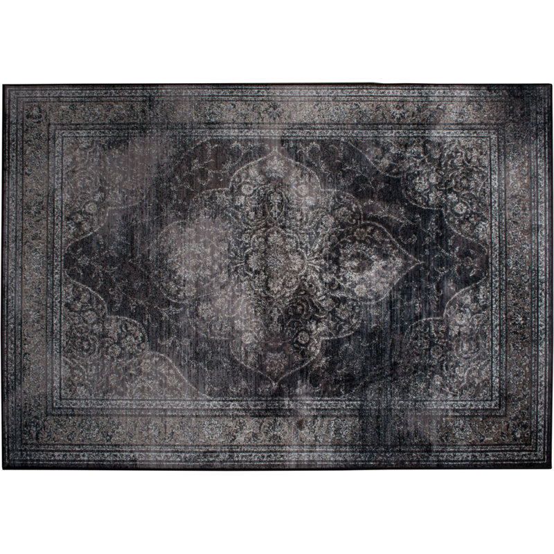 Oriental Area Rug in Black, Rectangle 6'7" x 9'10"