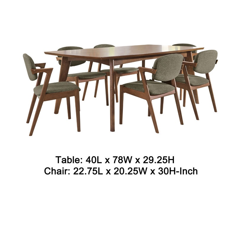 Ensemble de table de salle à manger Lery, gris et brun noyer, 7