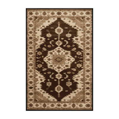 Machine Washable Overdyed Brown Area Rug