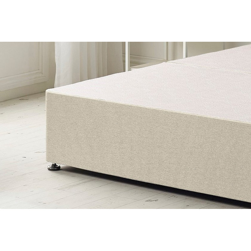 Faydra Tweed Fabric Solid Top Divan Bed Frame No Headboard, Natural, 2 Drawers, Single (3')
