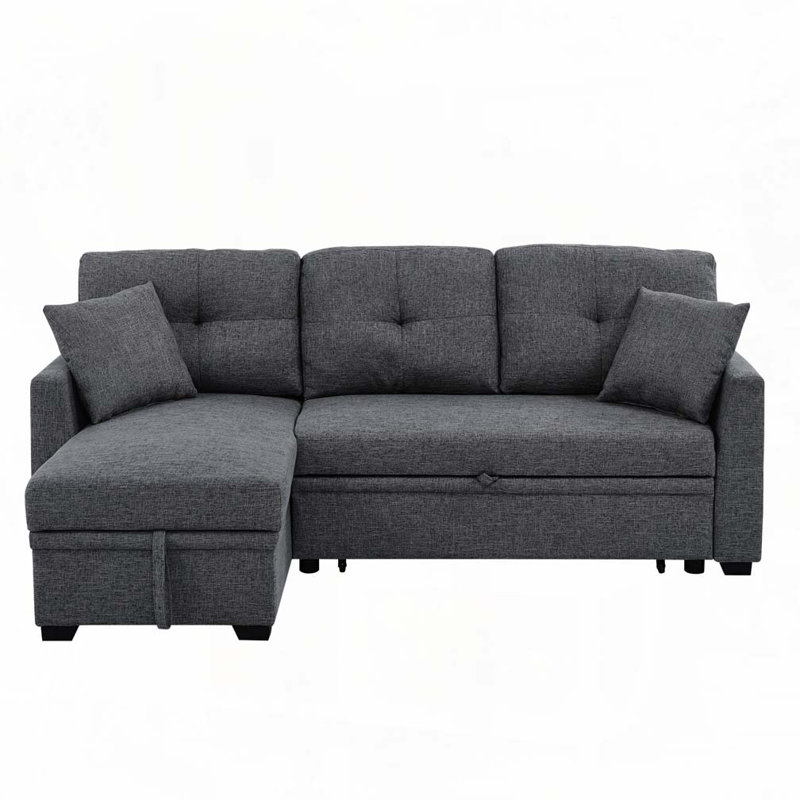 Divan-lit rembourré Sem, Polyester gris, H 35 po x l 85 po x P 54 po