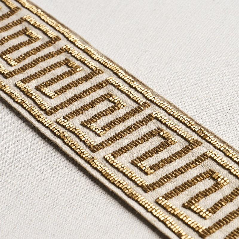 Delphi Beaded Tape, Gold on Natural