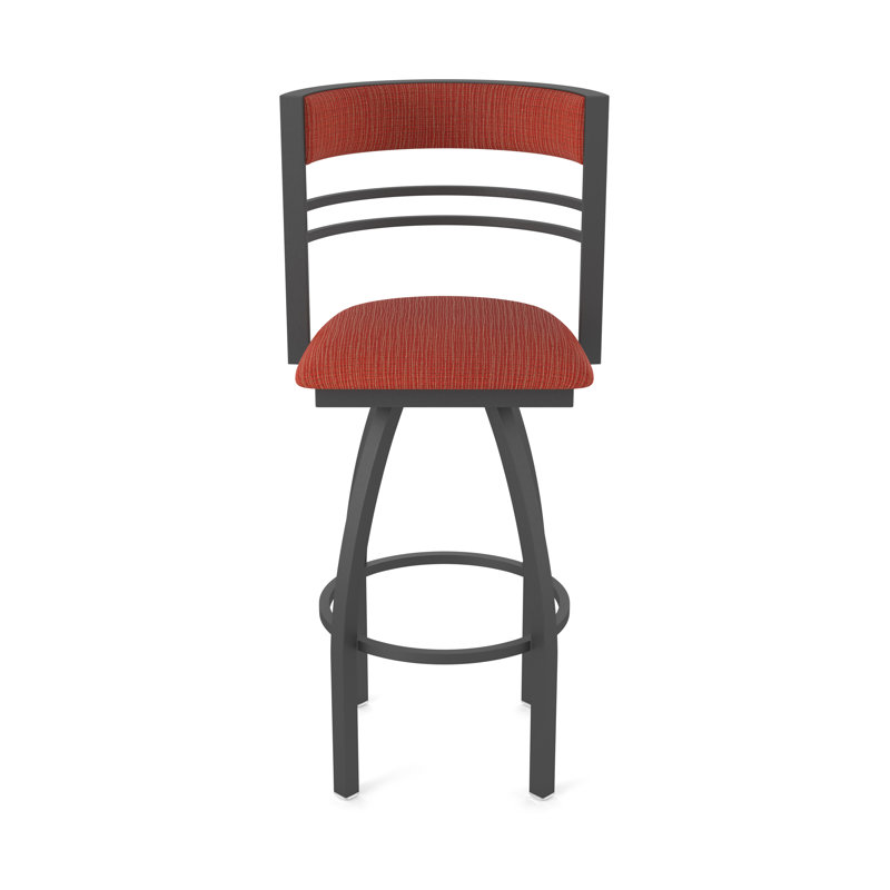 Hunter Swivel Stool, Étain, Tabouret de bar (siège d'une hauteur de 36 po), Tissu graphique coquelicot