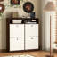 Armoire de rangement pour chaussures avec 4 tiroirs rabattables, armoire de rangement pour chaussures avec poignées en bois-1092732330