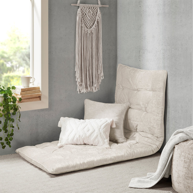Coussin de détente pour le plancher en chenille de polyester Edelia, Ivoire