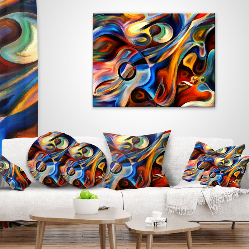 Abstract Throw Pillow, Red/Blue, 18" x 18", Throw Pillow