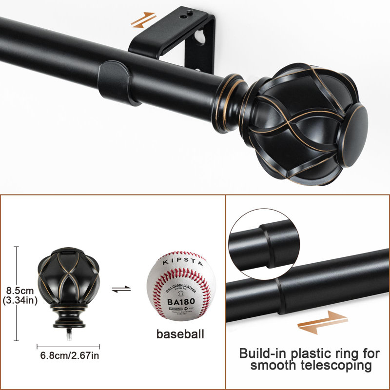 Ballou réglable 1 po, Noir, 35" - 71"