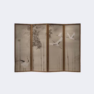 Bamboo crane screen partition