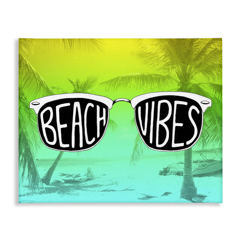 Art mural sur toile de lunettes de soleil Beach Vibes par Emily Navas, H 40 po x l 30 po