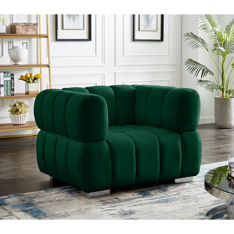 Carlan Velvet Armchair, Green Velvet