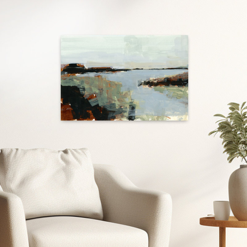 Art mural de paysage abstrait contemporain contemporain, H 24 po x l 16 po