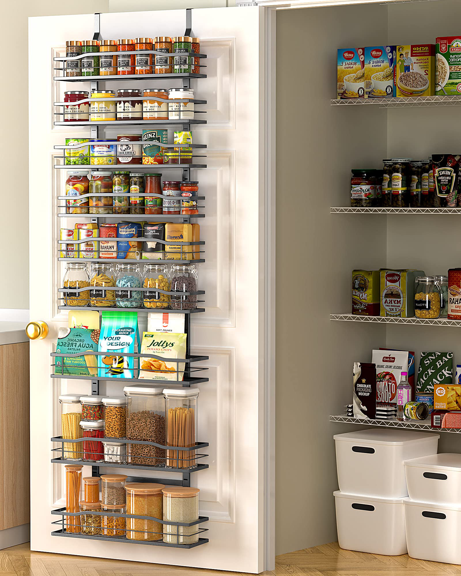 Spice Rack Organizer For Cabinet 4-Tier Adjustable Spice Rack