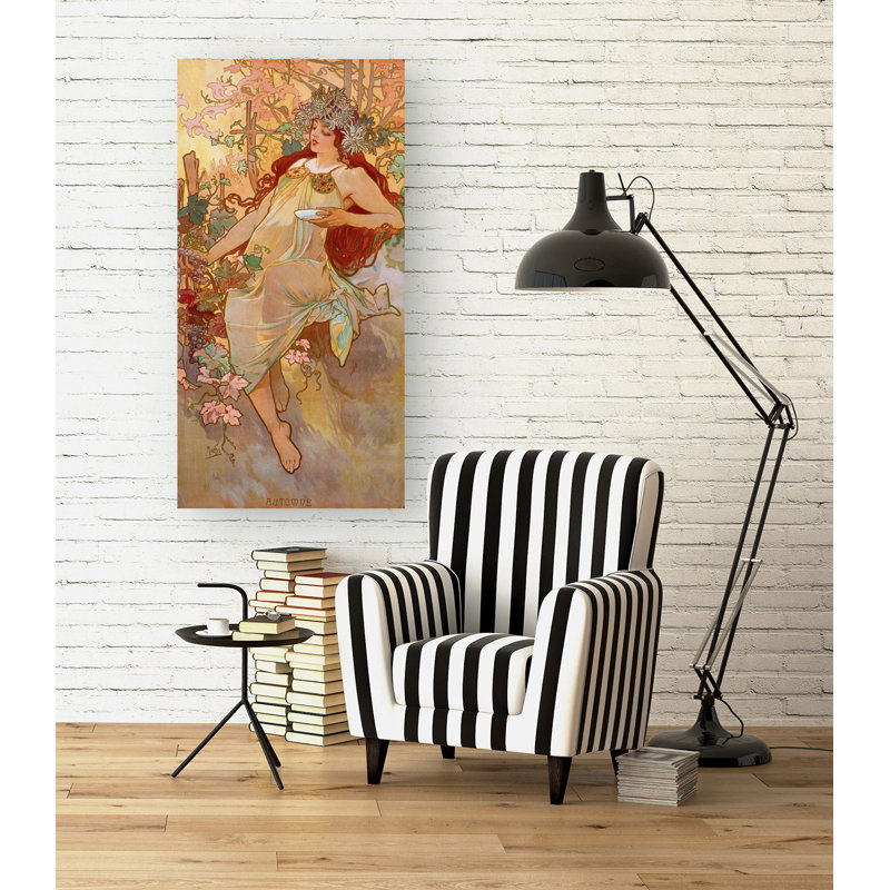 Autumn by Alphonse Mucha - Wrapped Canvas Print, 70cm H x 35cm W x 4cm D