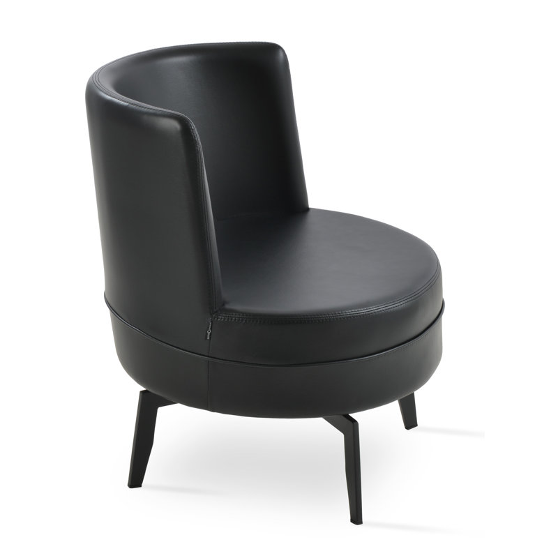 Fauteuil demi-tonneau de 24,5 po de largeur Hilton, Similicuir noir