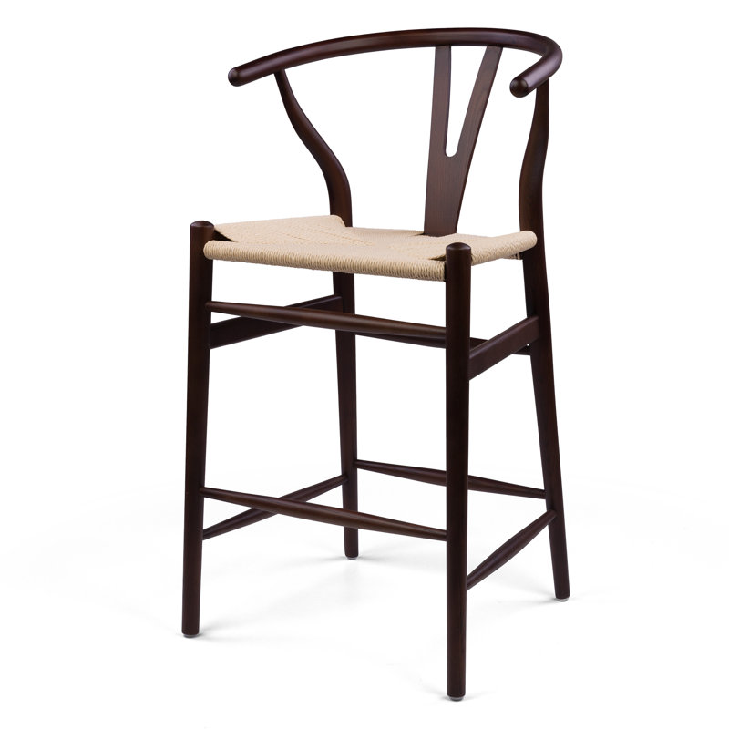 Leonidas Counter Stool with Solid Wood Frame, Dark Brown