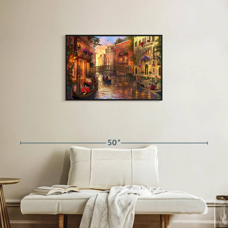 Hannes, coucher de soleil romantique à Venise, H 21 po x l 31 po
