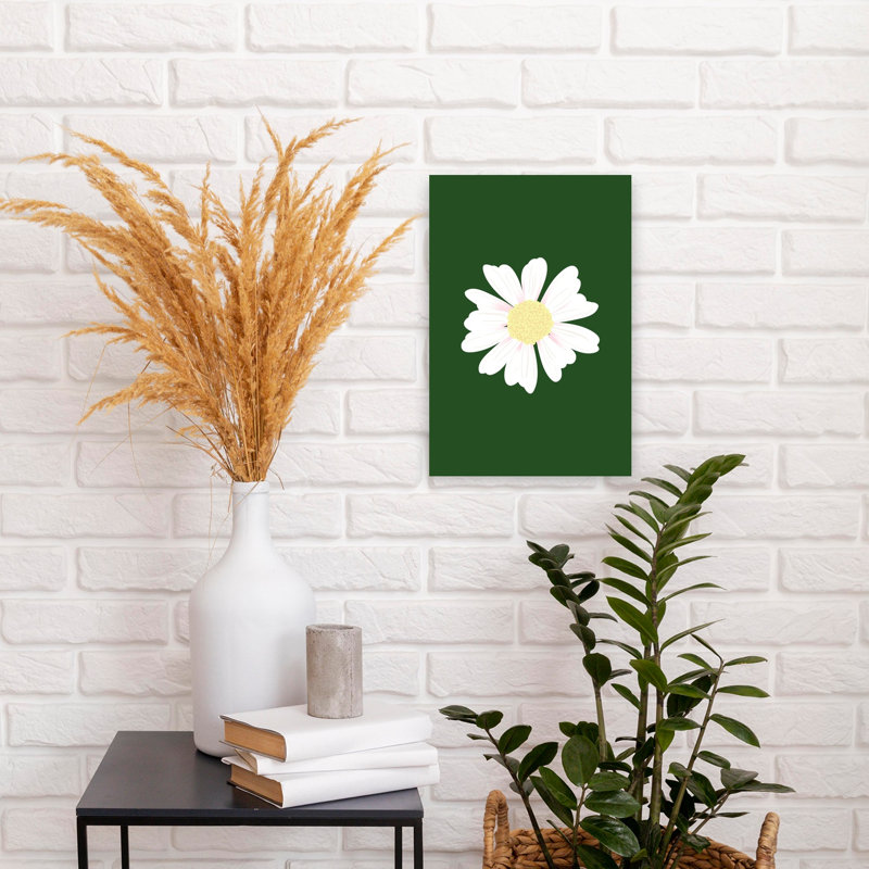 Art floral mural marguerite blanche, H 18 po x l 12 po