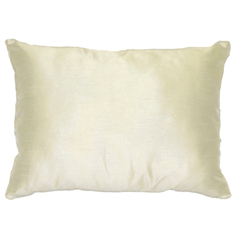Faux Silk Throw Pillow, Ivory, 12" x 18", Rectangular