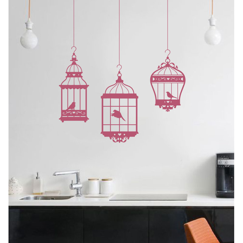 Adhésif décoratif jolies cages à oiseaux, H 48 po x l 37 po x P 0,01 po, Rouge à lèvres