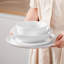 16 Pieces Dinnerware, Pocelain Round Plate, Dinner Plate, Dessert Plate, Soup Bowl and Bowl with Vertical Edge, Serve For 4 Person, Plain White-471337372
