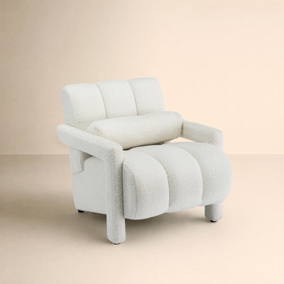 Jakeim 28‘’ Upholstered Teddy Armchair with Pillow
