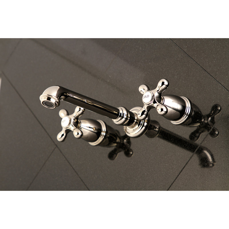 French Country Wall Mounted Bathroom Faucet, Polished Nickel