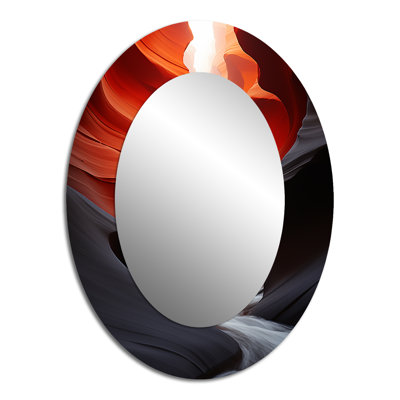 Canyon Antelope Silhouetted Grace - Large Oval Wall Mirror On Metal