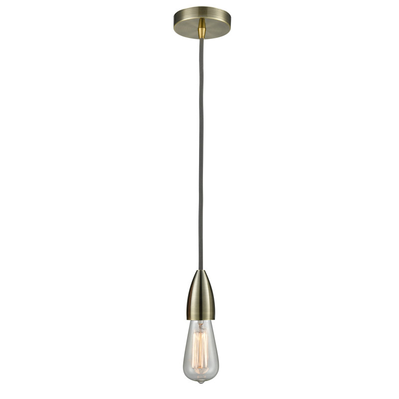 Luminaire suspendu à 1 lumière Cecile, Laiton antique / gris