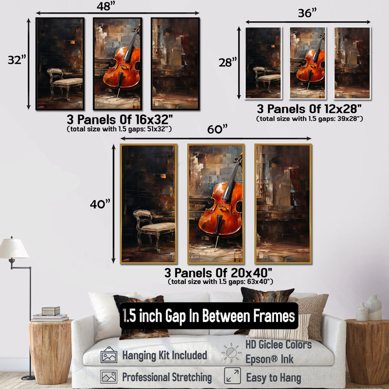 Ensemble de salon Cello Charisma, Cadre flottant doré, H 40 po x l 60 po x P 1 po