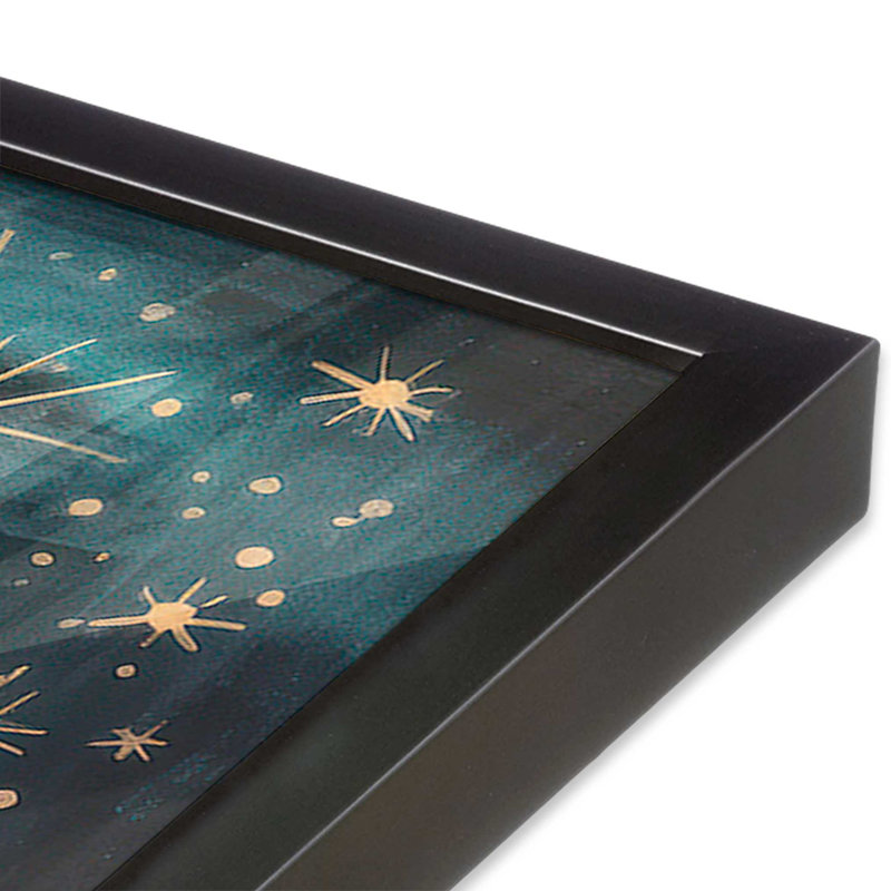 Nuit étoilée, arbres de Noël I print, H 13,75 po x l 13,75 po, Cadre simple en zinc patiné, bois massif