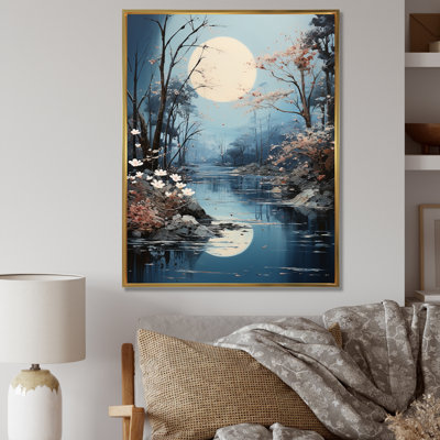 «Blue Moonlit River Blooms II - River», art mural
