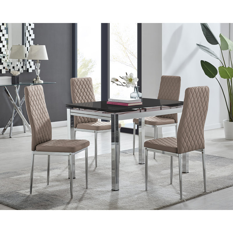Tierra Extendable Dining Set, Cappuccino/Silver