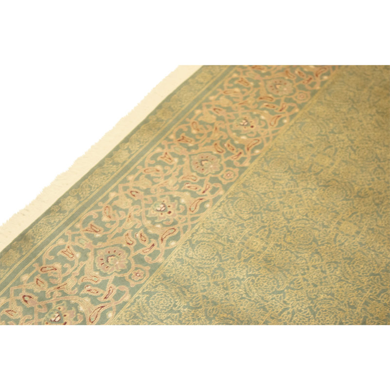 Hand Knotted Wool Oriental Area Rug in Green
