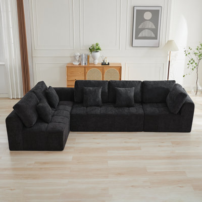 137.9’’ Oversized L-Shape Sectional Sofa, Modular Compressed Cloud Couch with Memory Foam, No Assembly Needed by Latitude Run