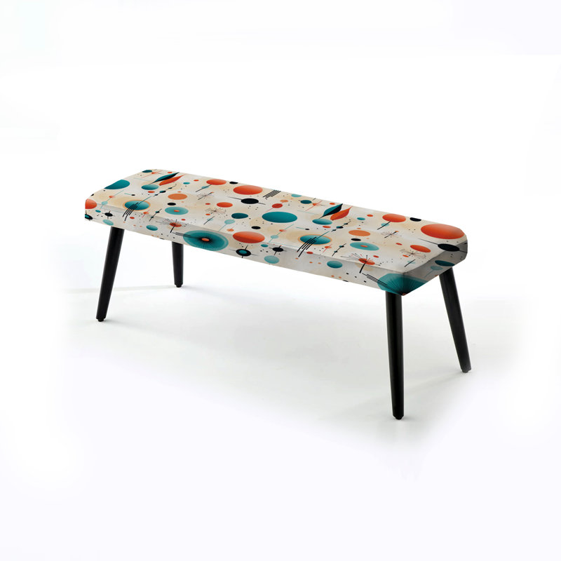 Banc rembourré noir Mid-Century Atomic Age Modern Fusion
