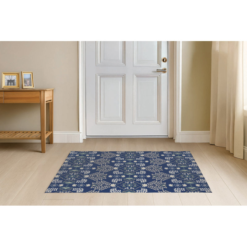 Tapis d'entrée à profil bas avec envers antidérapant Tilly, L 48 po x L 72 po, Marine