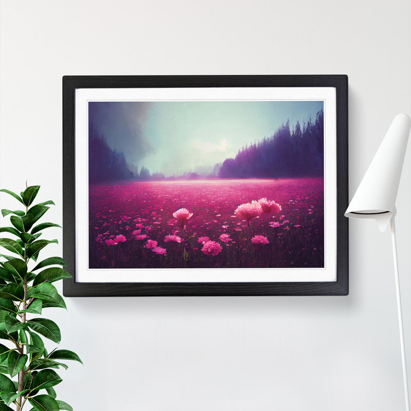 Carnation Flowers - Single Picture Frame Print, Black Framed, 25cm H x 34cm W x 2cm D