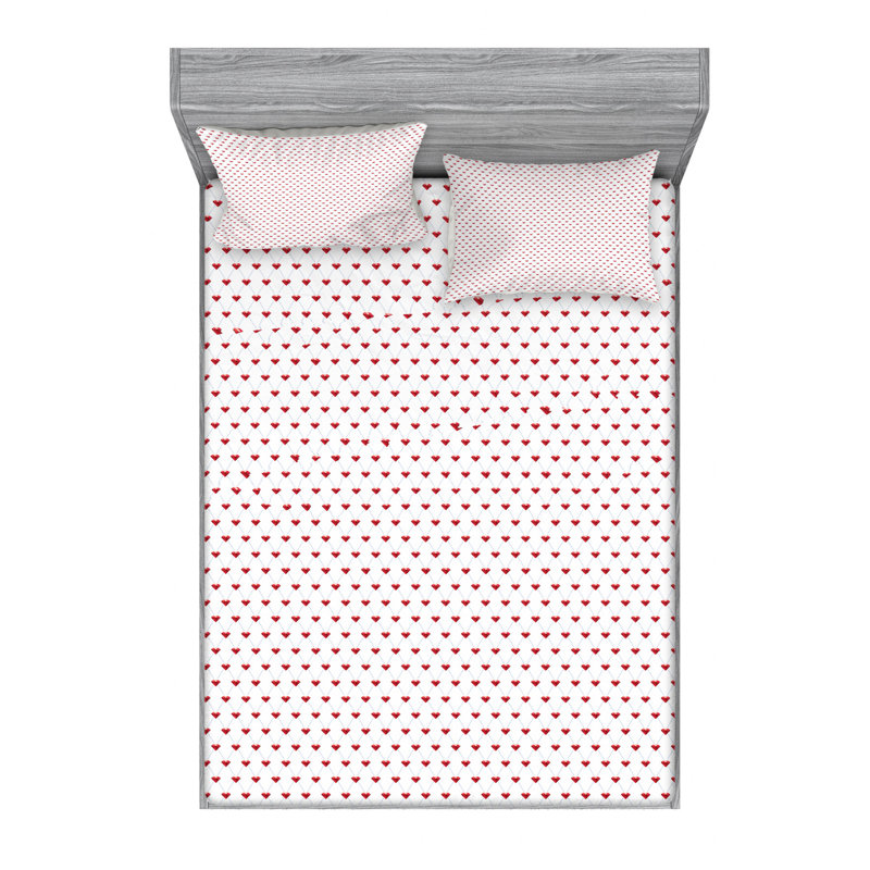 Microfiber Geometric Sheet Set, Queen Sheet Set with Fitted Sheet