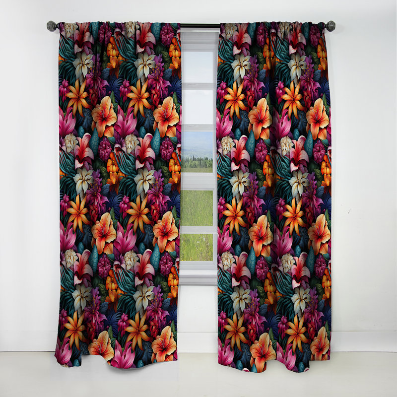 Jungle Splendor - motif tropical I - Rideau floral - Rideau occultant floral - 1 panneau, L 52 po x L 108 po